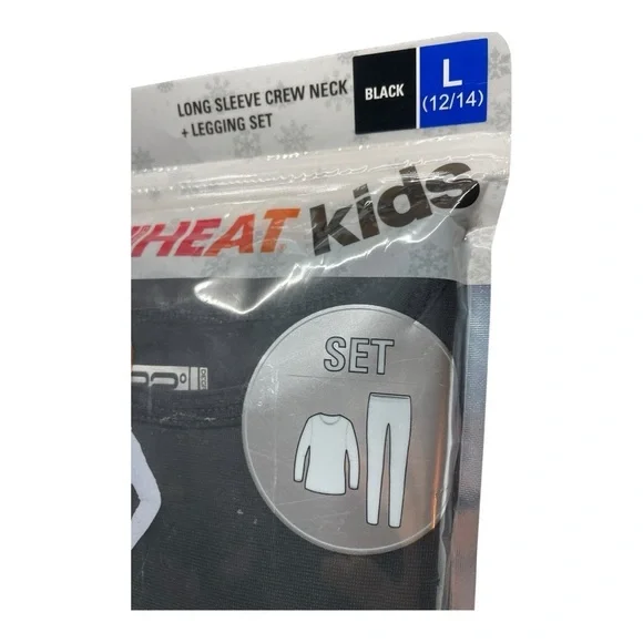 32 Degrees HEAT Kids Long sleeve crew neck + Legging set Base Set Black Large. - Picture 7 of 9